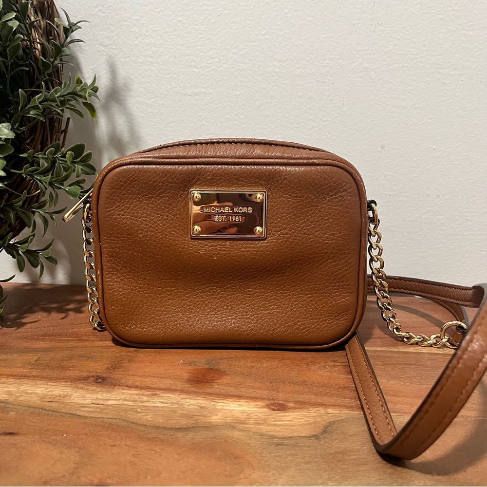 Michael Kors Brown Crossbody Bag with Gold Chain
